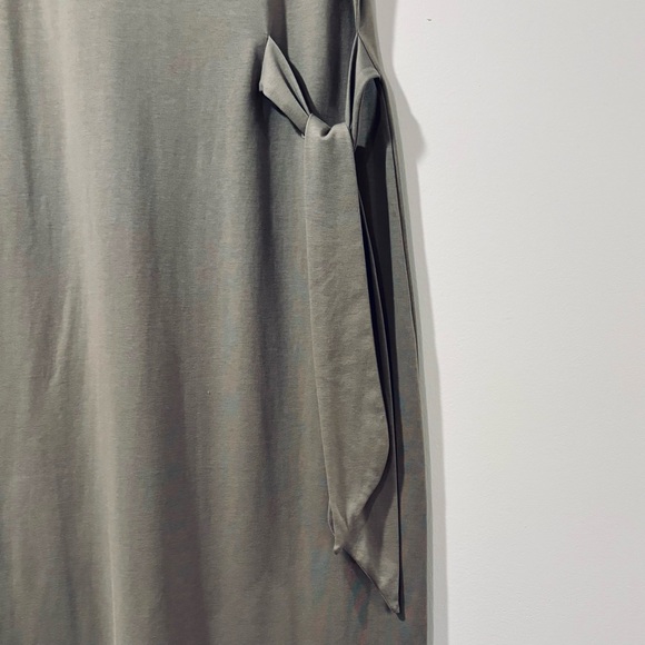 Mod Ref Khaki Green Long T-Shirt Dress with waist tie Size Small - Picture 2 of 7